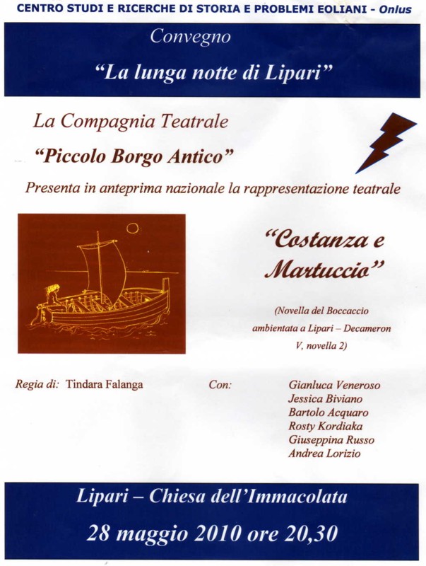 Stasera a Lipari "Costanza e Martuccio"