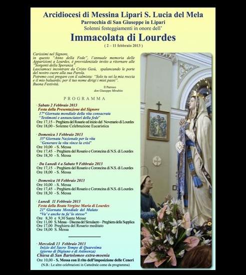 Festeggiamenti in onore della Madonna di Lourdes