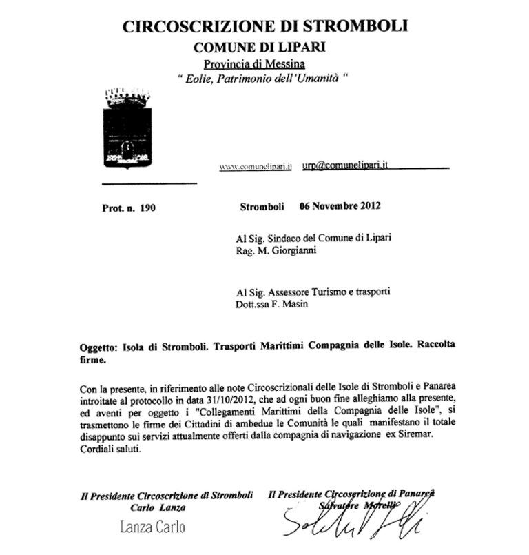 Stromboli e Panarea, petizione contro Siremar-CdI